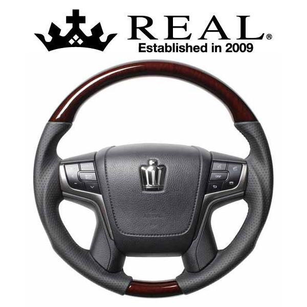 レアル ステアリング プレミアムシリーズ ラウンドシェイプ ランドクルーザープラド 後期 150系用 カラー：30ブラウンウッド (H30P-BRW-BK)