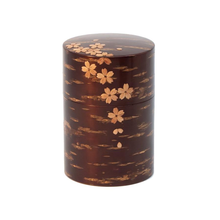 総皮茶筒 大 桜吹雪 150g 桐箱入り 】樺細工 八柳 桜皮 角館 工芸 
