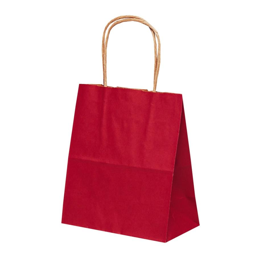 紙袋 手提げ　ミニサイズ【T-1　カラー（赤）】使いやすい25枚入り 業務用 小さめ 180×100×210 プレゼント・ラッピングに！ | 