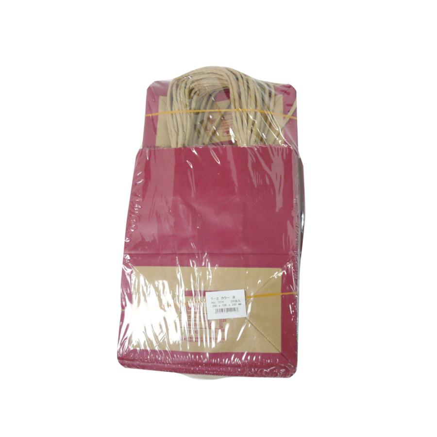 紙袋 手提げ ミニサイズ 【T-2 カラー（赤）レッド】25枚入 業務用 小さめ 200×120×250 プレゼント・ラッピングに！ |  | 02