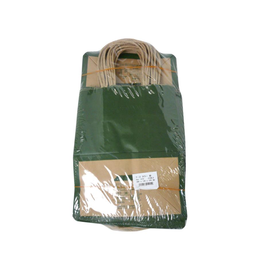 紙袋 手提げ 小さめ/ 【T-3 カラー（緑）グリーン】お徳用25枚入り 業務用 220×100×300 シンプルな無地で幅広いご用途に！ |  | 02