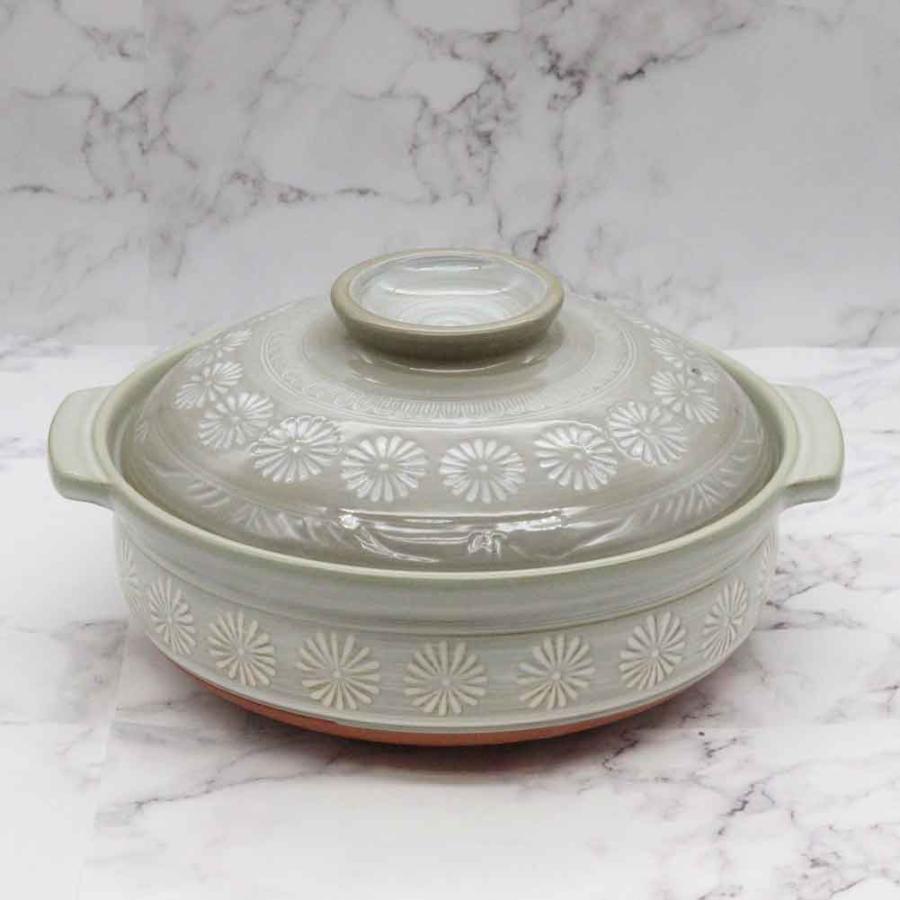 万古焼 銀峯 花三島 9号土鍋 3から4人用 日本製 どなべ 直火 オーブン