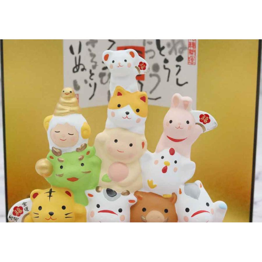 薬師窯 錦彩ふく福十二支飾り 薬師130 干支 置物 年末 年始 正月 挨拶