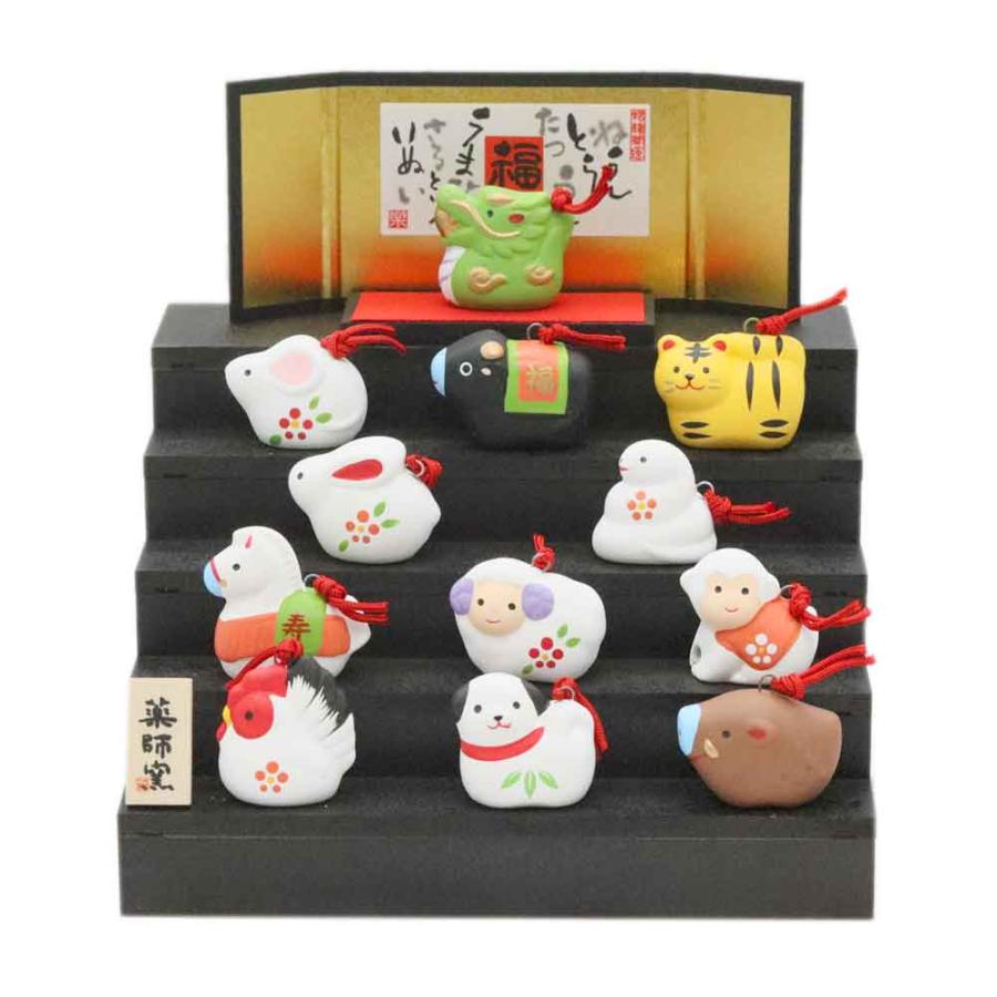 未使用　正月　干支のぬいぐるみ　2点まとめ売り 薬師窯 錦彩招福寿々十二支段飾り 土鈴 小 薬師97 干支 置物 年末 年始