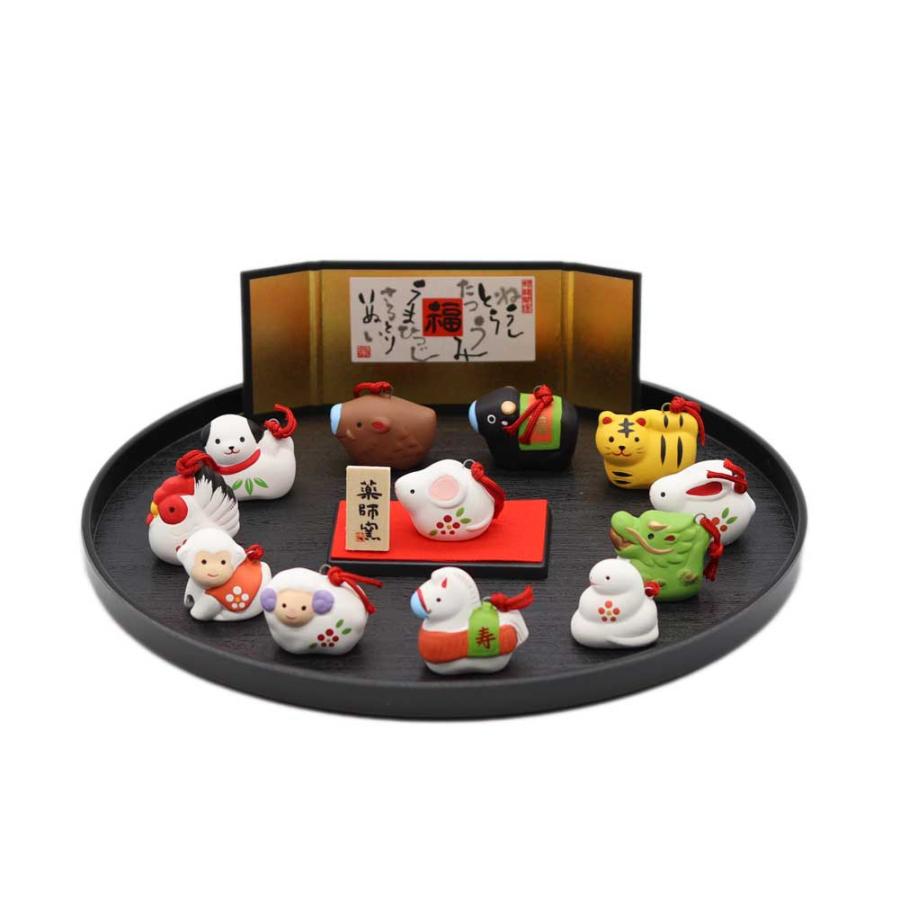 薬師窯 錦彩招福寿々十二支飾り 土鈴 薬師93 干支 置物 年末 年始 正月