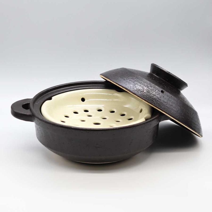 長谷園 【正規取扱店】長谷園 IH対応 ヘルシー蒸し鍋 黒釉 小 ANC-21