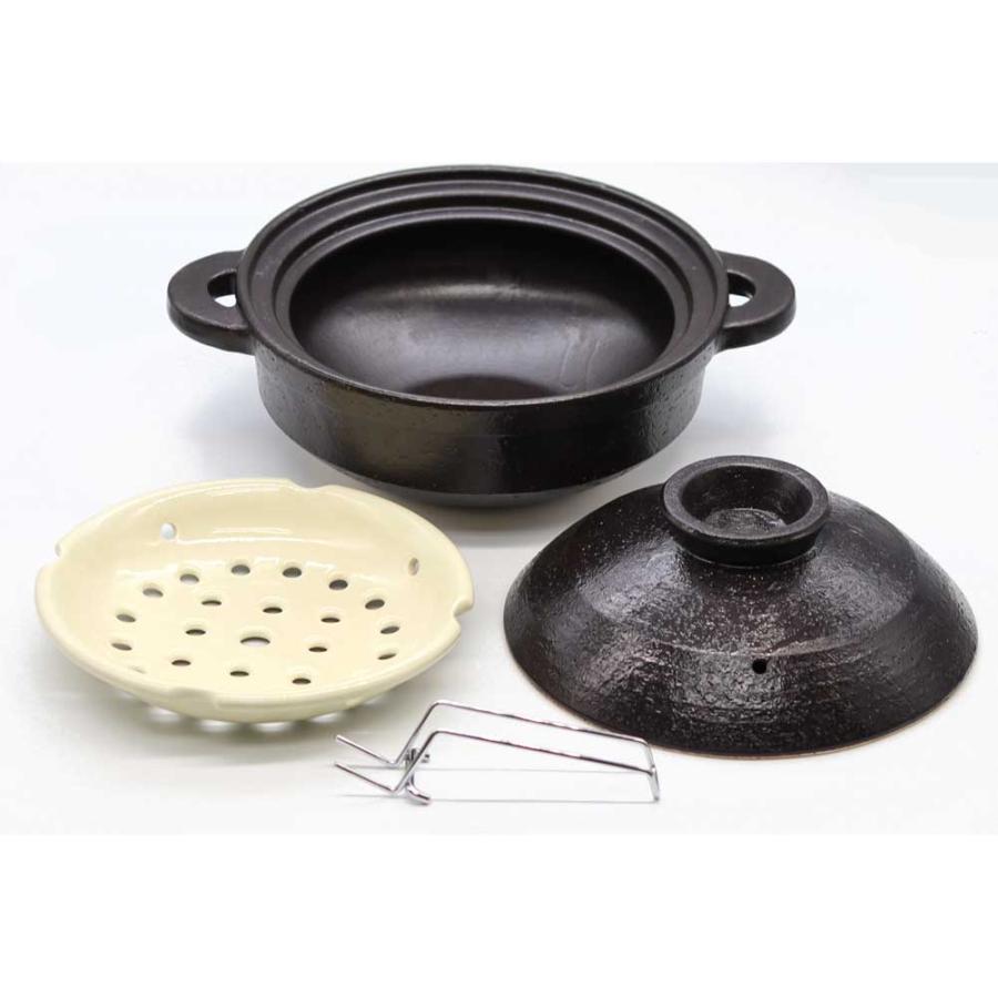 長谷園 【正規取扱店】長谷園 IH対応 ヘルシー蒸し鍋 黒釉 小 ANC-21