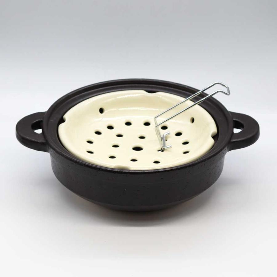 長谷園 【正規取扱店】長谷園 IH対応 ヘルシー蒸し鍋 黒釉 小 ANC-21