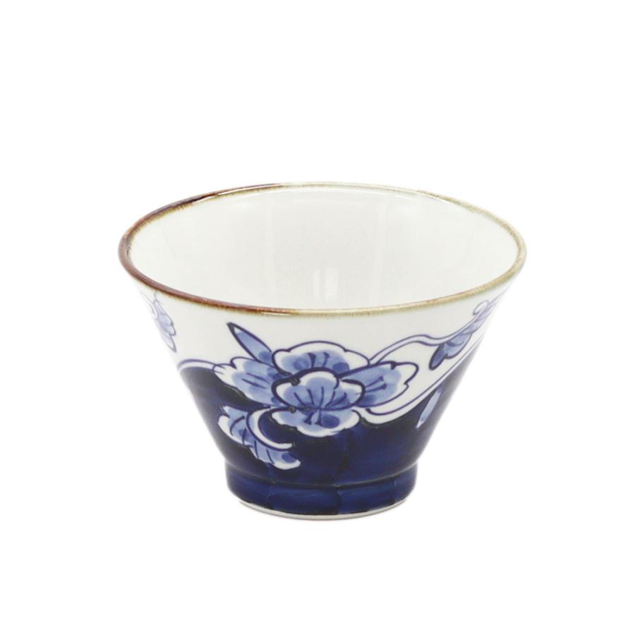 飯碗 2客セット 手描き 染付 陶磁器 走波 波佐見焼 翔芳窯 568碗 ボタン唐草 18071 茶碗 飯碗 陶器 手描き 西海
