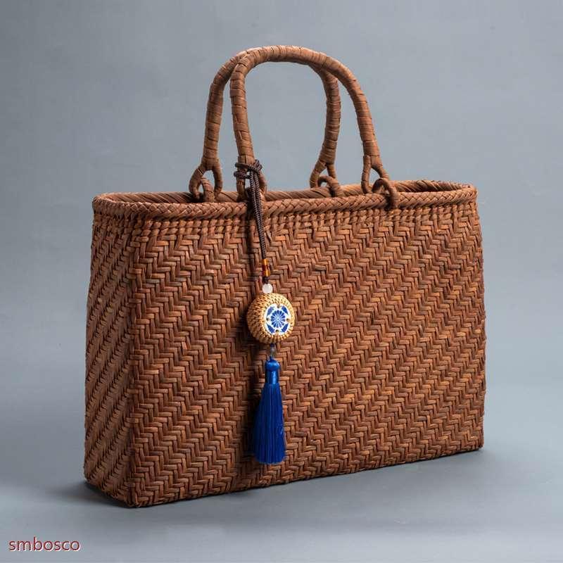 高級品 山葡萄かごバッグ 職人手作り 山ぶどう籠 巾着 丈夫 お洒落 レトロ やまぶどう籠 手編み 網代編み 大容量 かごバッグ 送料無料_2