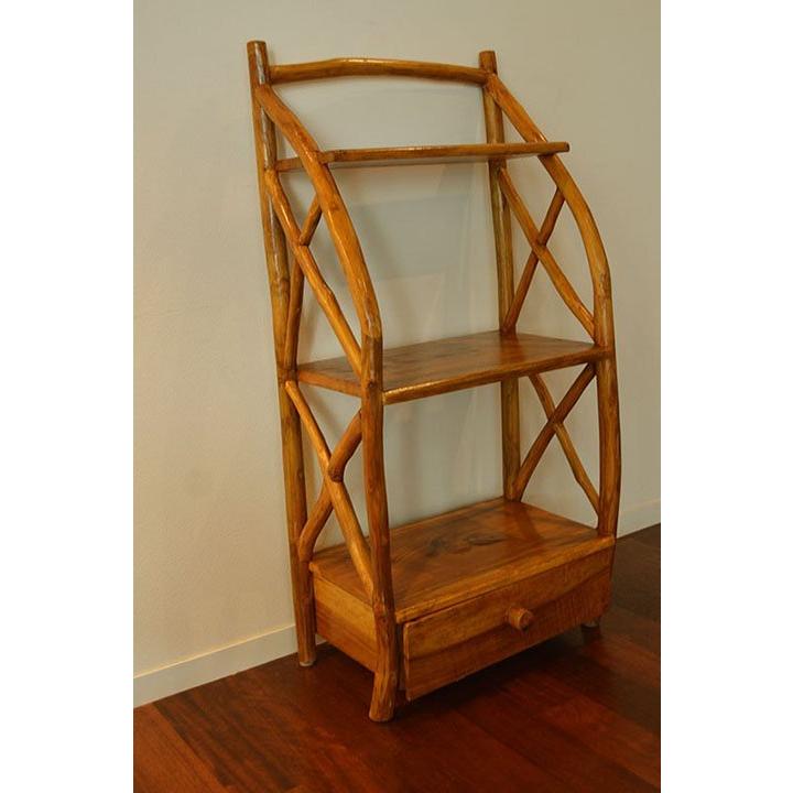 アジアン家具 木製 バリ ♪ARブックラック1引出付きNA（A4サイズ収納OK