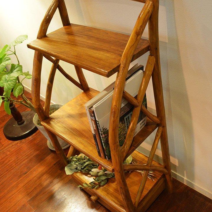 アジアン家具 木製 バリ ♪ARブックラック1引出付きNA（A4サイズ収納OK