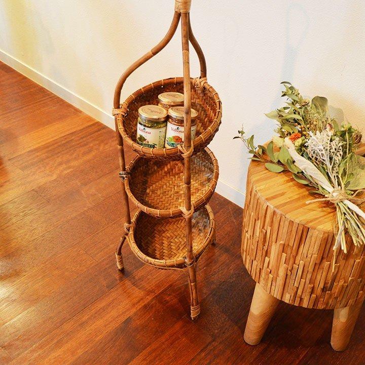 アジアン バリ島 ロンボク 三段ラック リゾート キッチン 家具