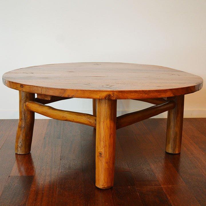 購買 アジアンエスニック木製桐材無垢ちゃぶ台 L木製丸テーブル