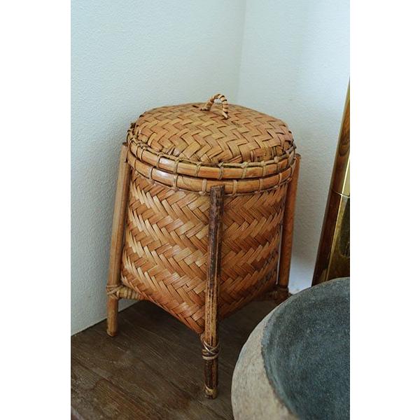 アジアン バリ 雑貨 ♪ロンボク島の4本足ミニバスケット蓋付