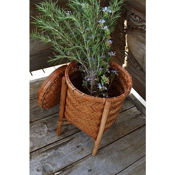 アジアン バリ 雑貨 ♪ロンボク島の4本足ミニバスケット蓋付