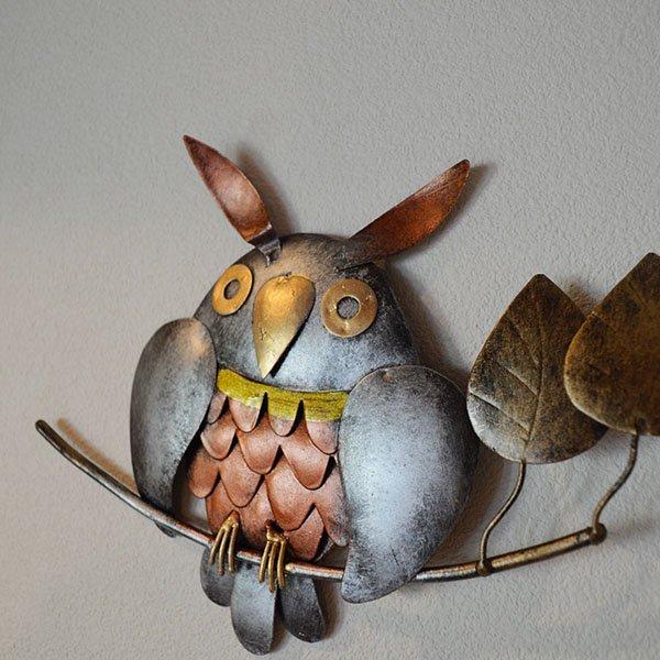 アジアン バリ 雑貨 ♪壁掛けアイアンフクロウ（1匹）♪ インテリア