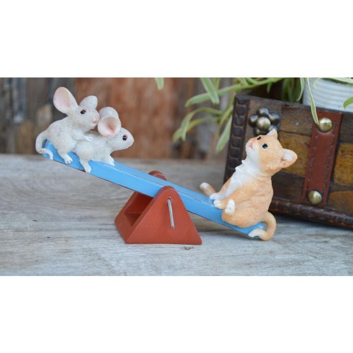 アジアン バリ 雑貨 ♪シーソーで遊ぶネコとねずみ♪ インテリア