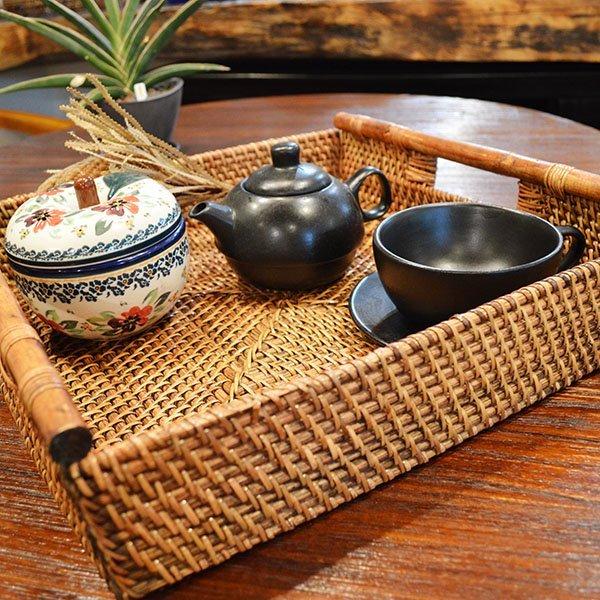 アジアン バリ 雑貨 ♪ロンボクラタンのお盆（正方形）L♪ インテリア