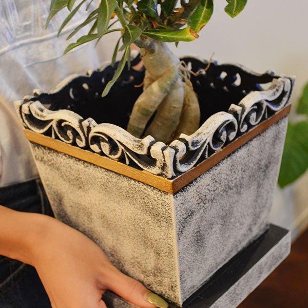 アジアン バリ 雑貨 ♪バリ島の鉢カバーホワイトS（3〜5号小鉢