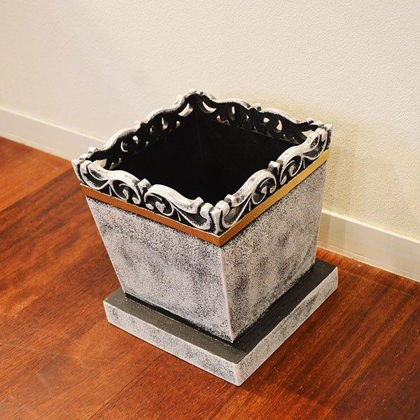 アジアン バリ 雑貨 ♪バリ島の鉢カバーホワイトS（3〜5号小鉢用