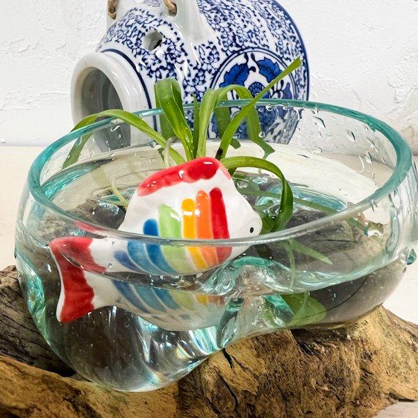 アジアン バリ 雑貨 ♪陶器の浮き玉（カラフル金魚）♪ インテリア