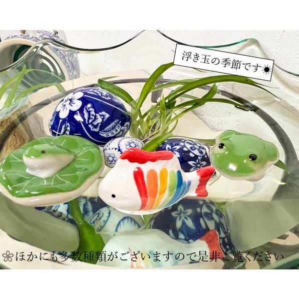 アジアン バリ 雑貨 ♪陶器の浮き玉（蓮の葉乗りカエル）♪ インテリア