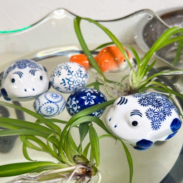 アジアン バリ 雑貨 ♪陶器の浮き玉（染付カエル）♪ インテリア
