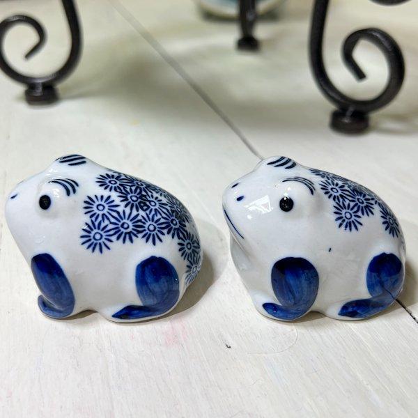 アジアン バリ 雑貨 ♪陶器の浮き玉（染付カエル）♪ インテリア