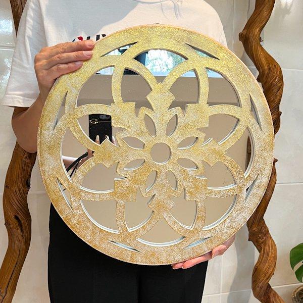 壁掛けミラー ウォールミラー 丸型 ♪お花モチーフ壁掛けミラー 