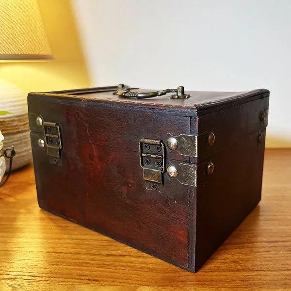 アンティーク調ウッドBOX Mサイズ（スクエア）♪ 宝箱 収納雑貨 小物