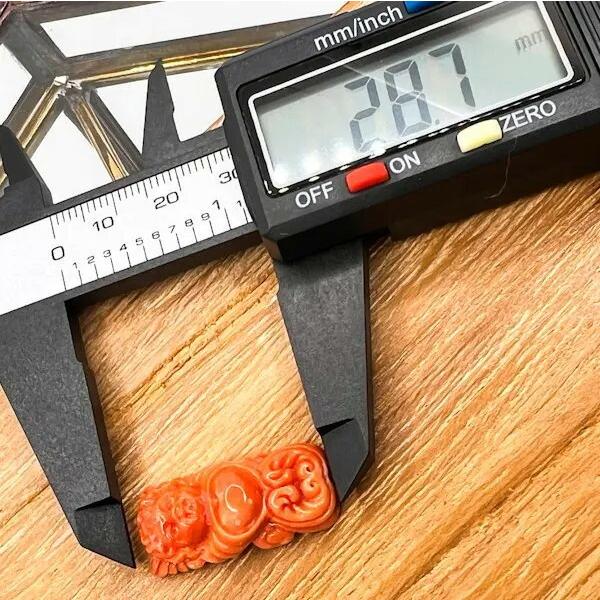 天然珊瑚彫刻（天使） カメオ B8タイプ 28.7mm×13.1mm＜鑑別書別売