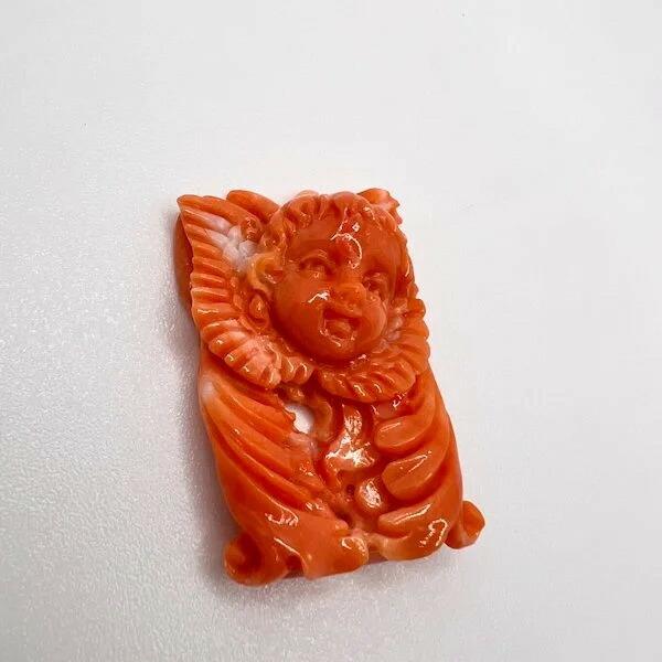 天然珊瑚彫刻（天使） カメオ C1タイプ 33.1mm×21.6mm＜鑑別書別売 