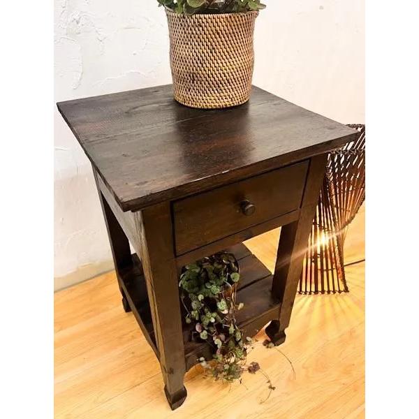 サイドテーブル サイドボード 花台 side table 飾り台 木製 猫足 バリ島の引き出し付きサイドテーブル♪ 花台 猫足 無垢材 木製 彫刻