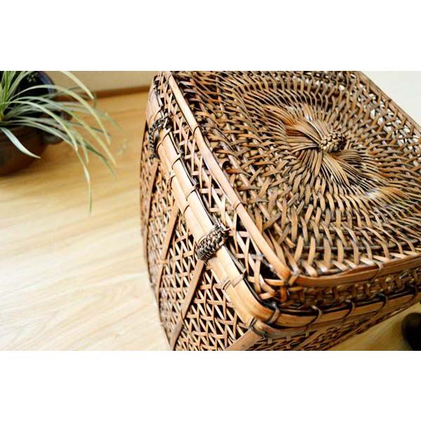 籐 カゴ かご ランドリーバスケット 蓋つき バリ ♪ロンボク島の