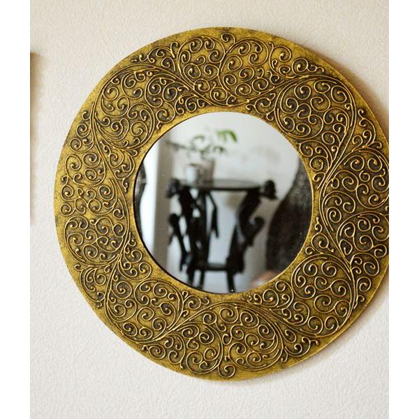 アジアン バリ島 リーフ柄 鏡 ミラー 壁掛け オブジェ 置物 リゾート 家具