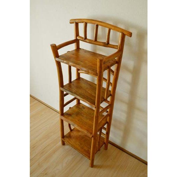 彫刻入り木製ラック あジアンテイスト