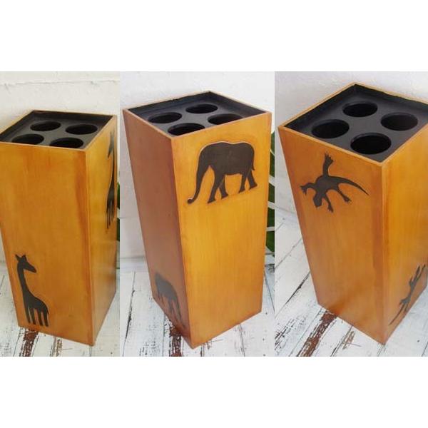 玄関収納 傘立て おしゃれ(アニマル彫刻傘立て) キリン ゾウ トカゲ