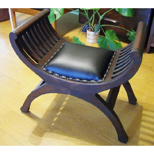 高質 椅子 スツール 木製 おしゃれ カルティニチェア 黒 茶 アジアン