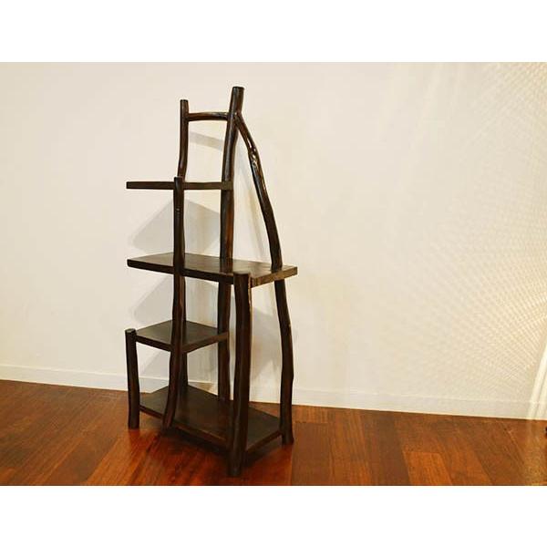 収納ラック 棚 おしゃれ 木製 花台 飾り棚 ♪チークの根のナチュラル