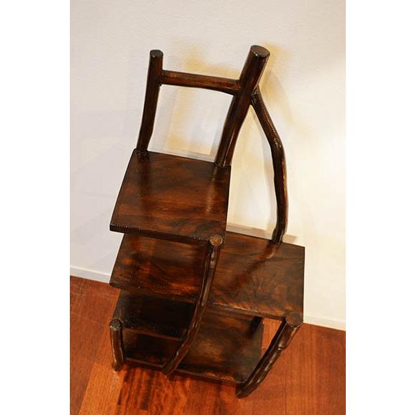 収納ラック 棚 おしゃれ 木製 花台 飾り棚 ♪チークの根のナチュラル