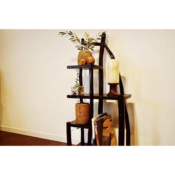 収納ラック 棚 おしゃれ 木製 花台 飾り棚 ♪チークの根のナチュラル