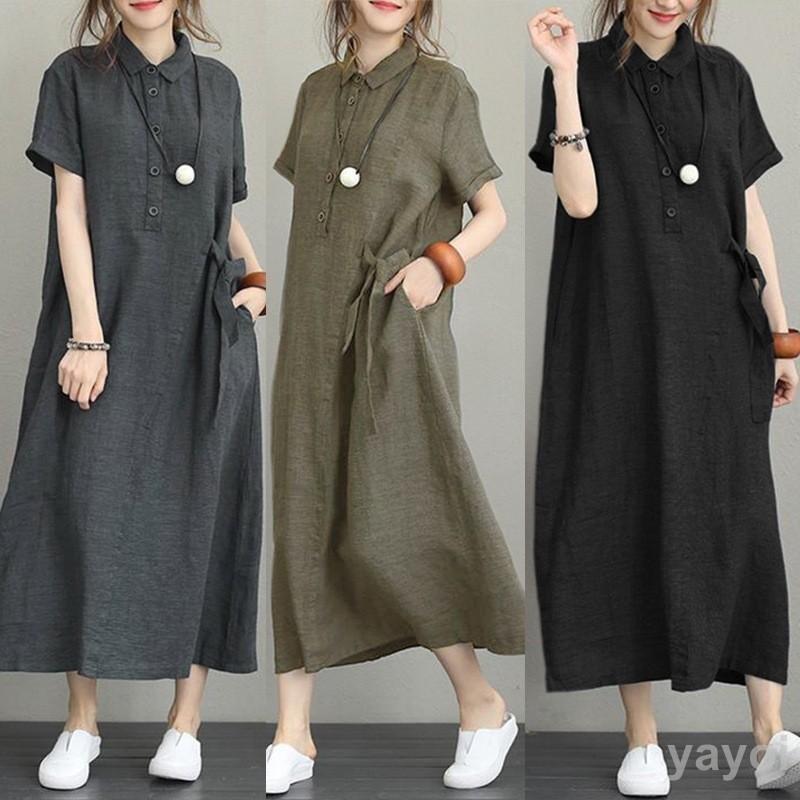 シャツワンピース ワンピース レディース 半袖 夏 春 ロングシャツ