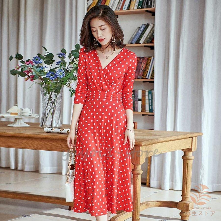 超話題新作 カシュクール ウエストマーク 長袖 ドット柄 ワンピース ロングスカート デート Rek90 定番 女子旅 可愛い お出かけファッション 甘め アンティーク風 ワンピース 商品到着後レビューと評価を書く 弊店にご連絡頂ければ850円返金する 優良配送は対象外