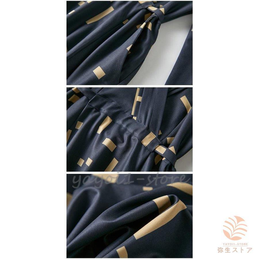 最安値挑戦 総柄プリント カシュクール ウエストリボン 長袖 ワンピース クラシカル リゾート 母親 ストリート お出かけファッション 女子会 美人 ママスタイル ワンピース サイズ L Demolition Training