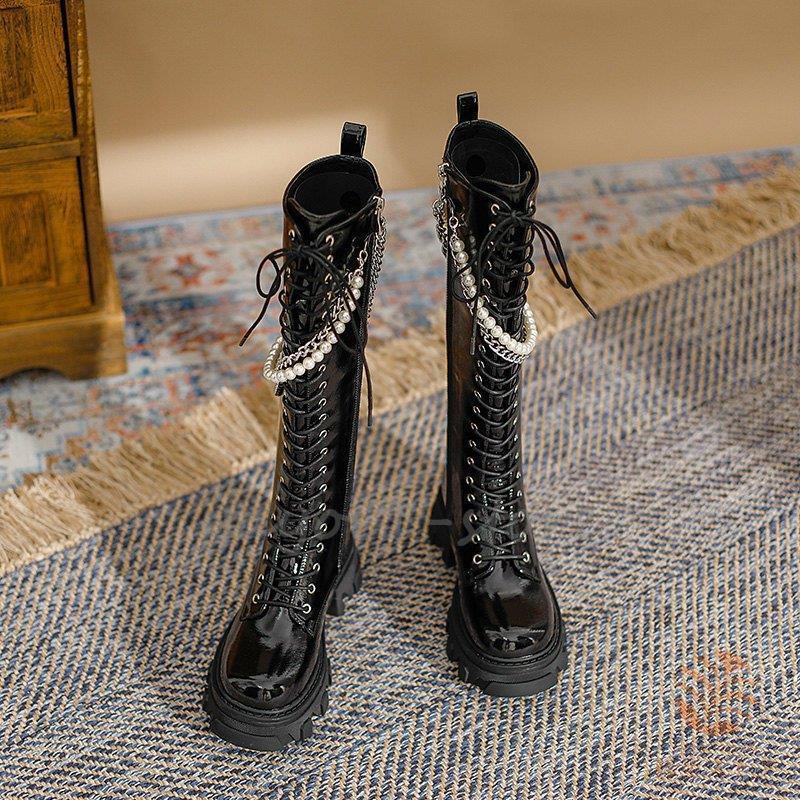 開店祝い 高級感のある大人スタイル 繊細 おしゃれ ホワイトお出かけファッション ブラック ビーズ かっこいい ロング 紐 チェーン 個性的 オシャレ かわいい 厚底 レディース ブーツ レインシューズ ブーツ Www Ja Kitakyu Or Jp
