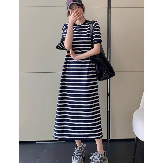 ボーダー Tシャツワンピース 夏 レディース 半袖 ワンピース