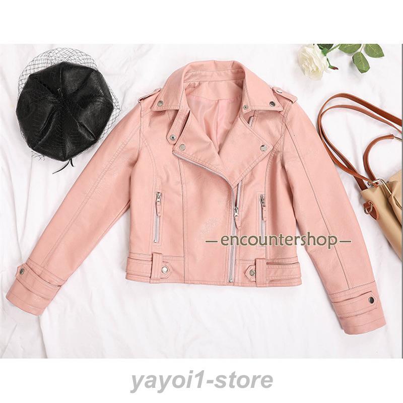 レザージャケット　レディースアウター　バイカラーデザイン　秋春　カジュアル レザージャケット レディース ライダースジャケット 革ジャン