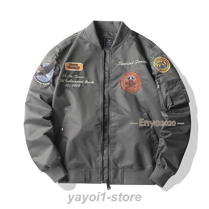 メンズ MA1 ミリタリージャケット ワッペン 中綿コート ロゴ 刺しゅう