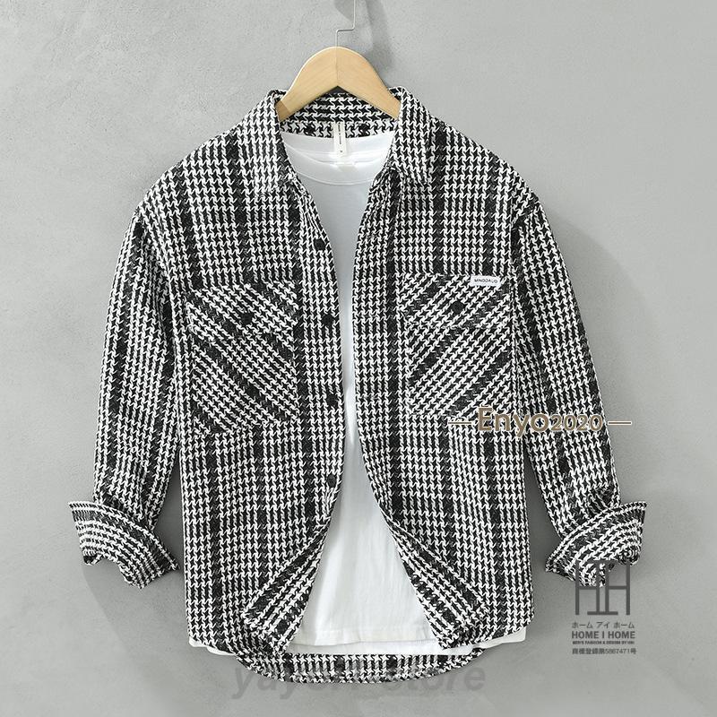 チェックシャツ シャツ メンズ 長袖 千鳥格子 チェック柄 柄シャツ